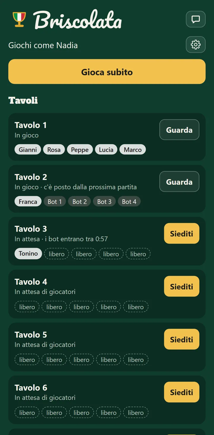 La lobby con i dieci tavoli